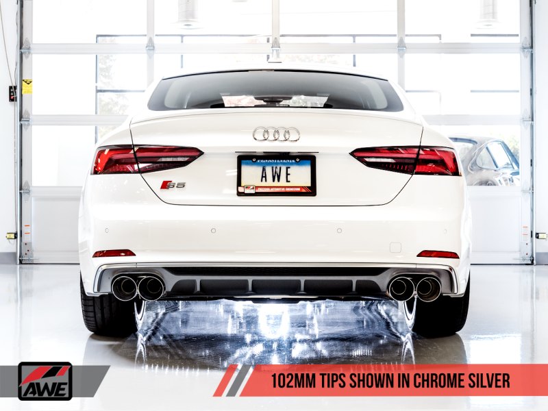 AWE Tuning Audi B9 S5 Sportback Track Edition Exhaust - Non-Resonated (Silver 102mm Tips)