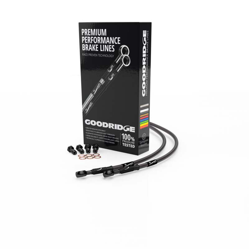 Goodridge 80-83 Yamaha RD350LC Carbon Race Front SS Brake Lines w/Black Fittings