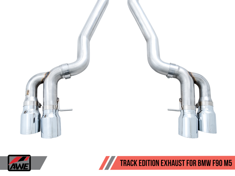 AWE Tuning 18-19 BMW M5 (F90) 4.4T AWD Axle-back Exhaust - Track Edition (Chrome Silver Tips)