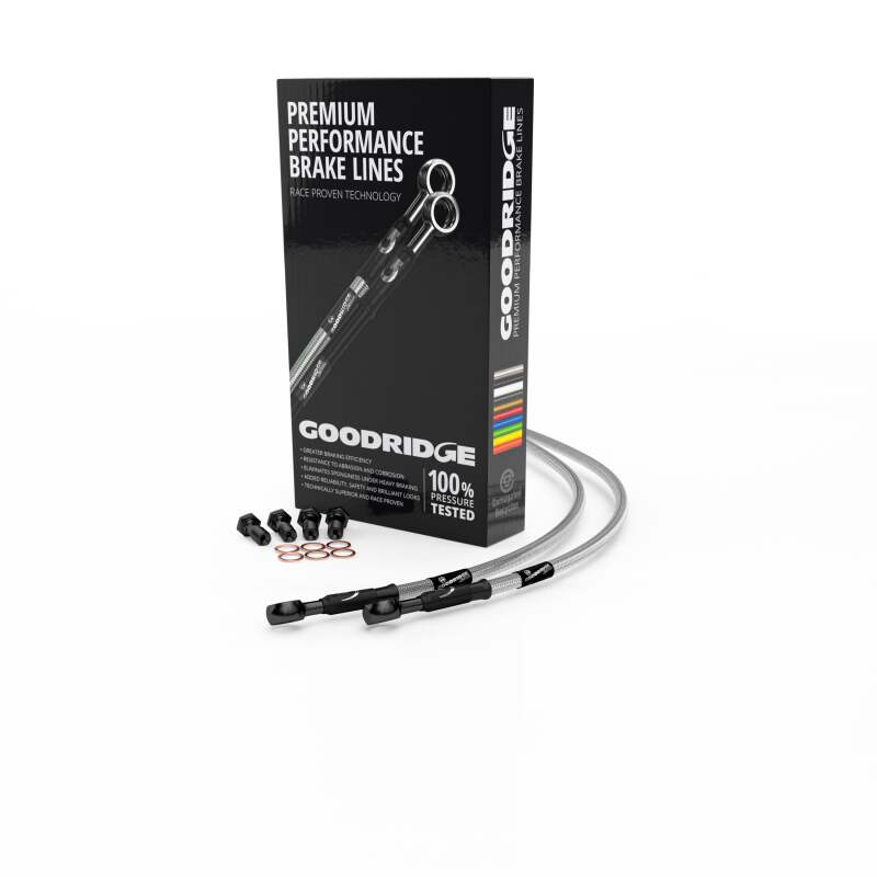 Goodridge 90-92 Honda VFR400 NC30 Clear Race Front SS Brake Lines w/Black Fittings