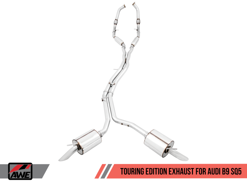 AWE Tuning Audi B9 SQ5 Non-Resonated Touring Edition Cat-Back Exhaust - No Tips (Turn Downs)