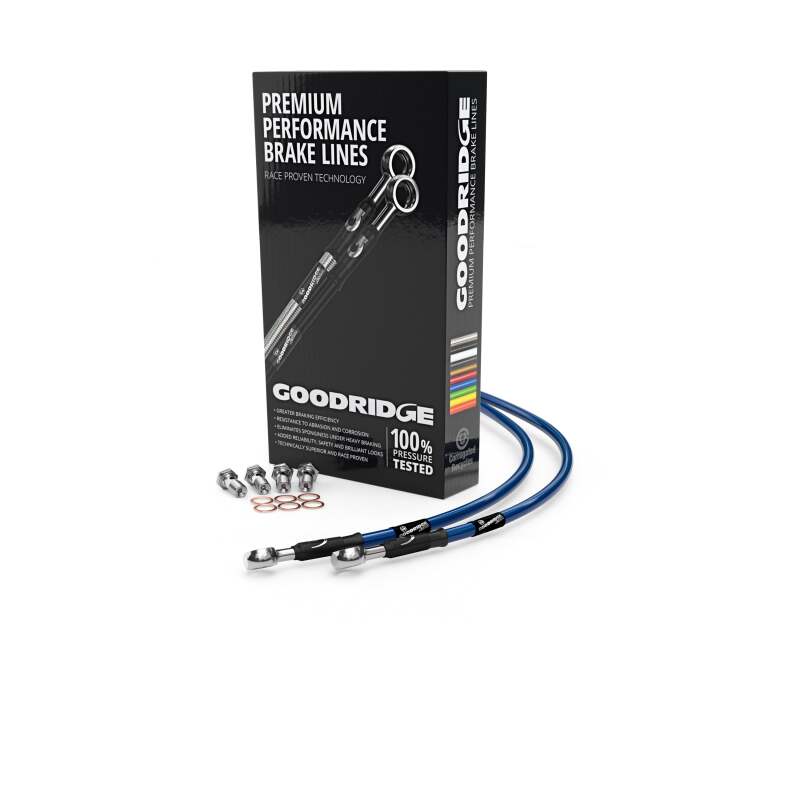 Goodridge 99-02 Suzuki SV650X-K1/SV650SX-SK2 Electric Blue Brake Lines w/Black Fittings