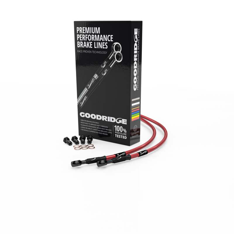 Goodridge 90-95 Yamaha XT600E Red Rear SS Brake Lines w/Black Fittings