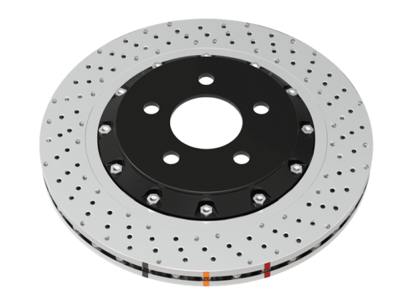 Load image into Gallery viewer, DBA 16-18 Ford Focus RS Front 5000 Series 2-Piece Drilled Rotor w/Black Hat