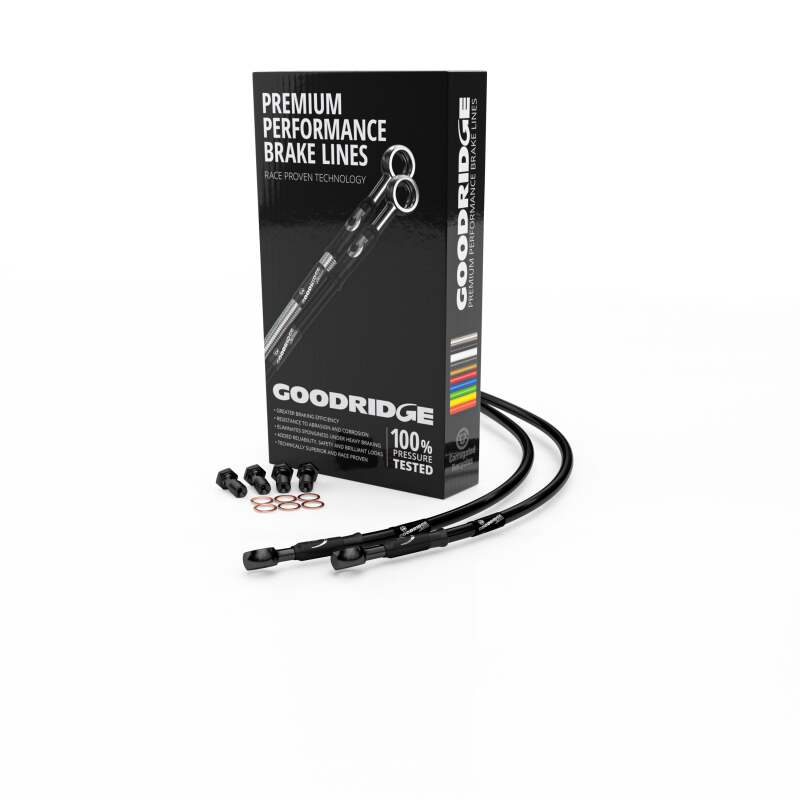 Goodridge 87-90 Kawasaki ZG1300A1-A3 Black Front SS Brake Lines w/Black Fittings