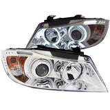 ANZO 2006-2008 BMW 3 Series E90-E91 Projector Headlights w/ Halo w/ LED Bar Chrome (CCFL)