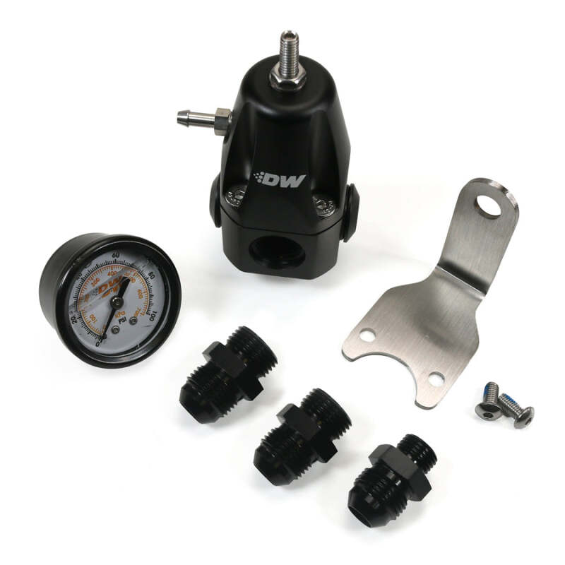 DeatschWerks DWR1000 AFPR + Pressure Gauge + 8AN Fittings - Anodized Black