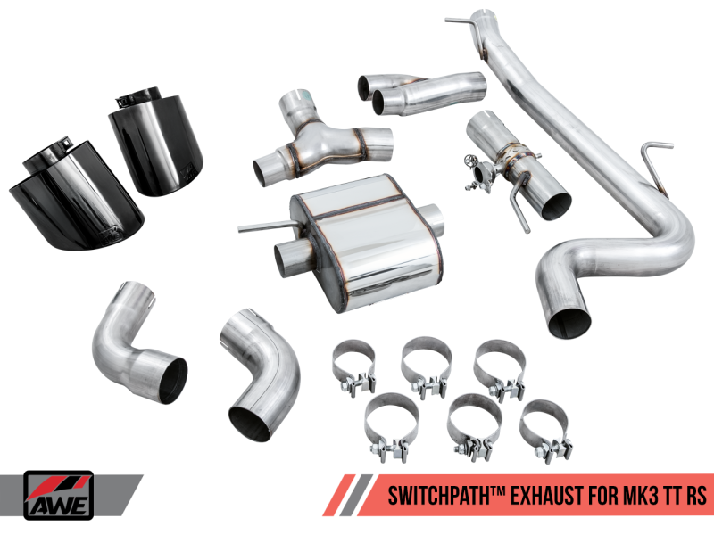 AWE Tuning 18-19 Audi TT RS 2.5L Turbo Coupe 8S/MK3 SwitchPath Exhaust w/Diamond Black RS-Style Tips