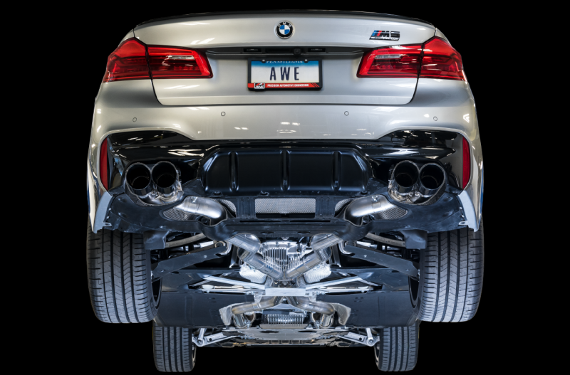 AWE Tuning 18-19 BMW M5 (F90) 4.4T AWD SwitchPath Cat-back Exhaust - Chrome Silver Tips