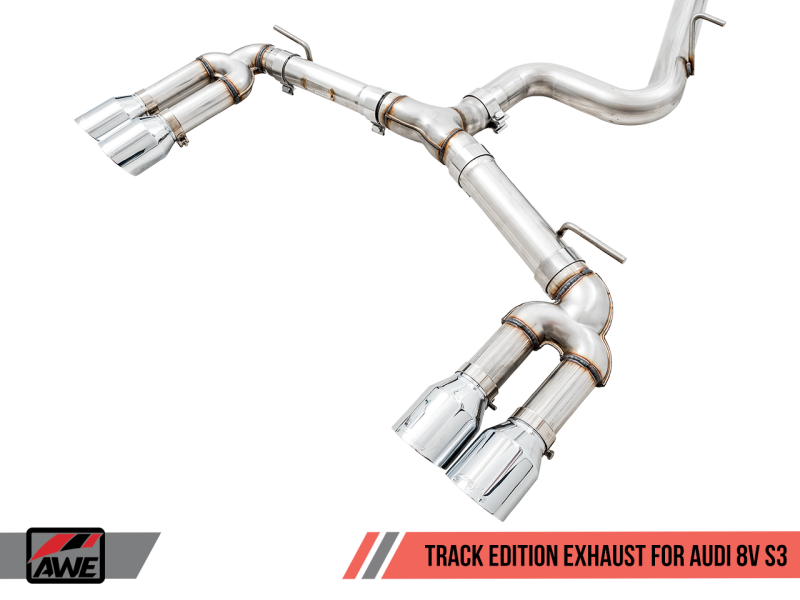 AWE Tuning Audi 8V S3 Track Edition Exhaust w/Chrome Silver Tips 102mm