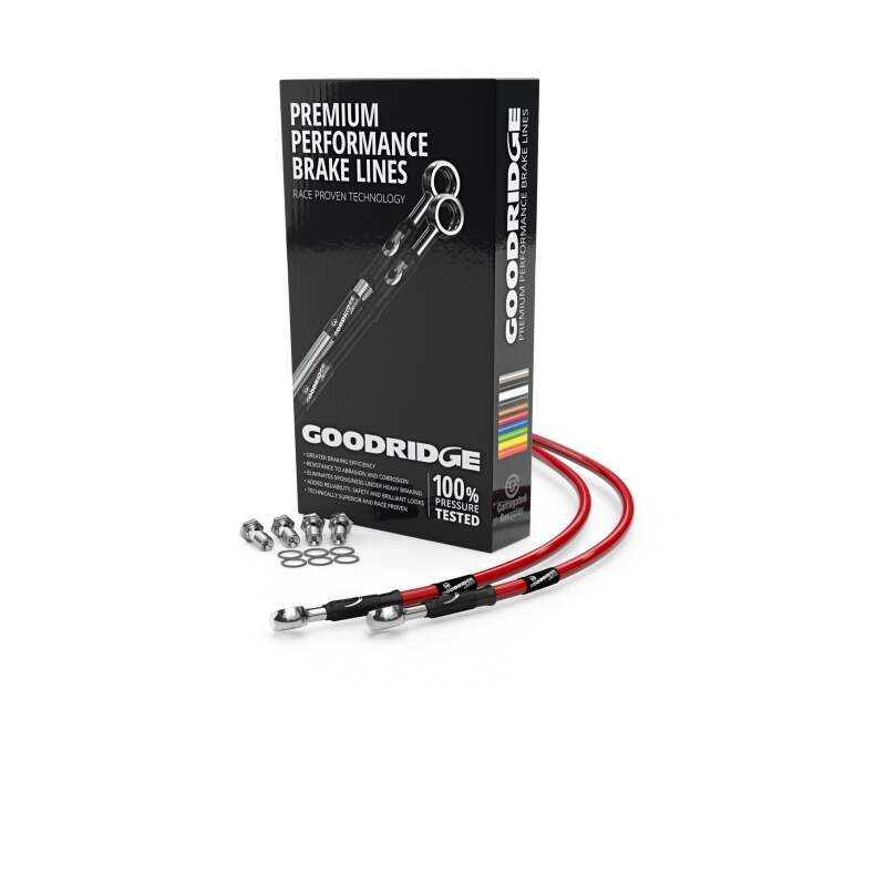 Goodridge 89-92 Honda CB450DX Red Rear SS Brake Lines