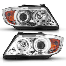 Load image into Gallery viewer, ANZO 2006-2008 BMW 3 Series E90-E91 Projector Headlights w/ Halo w/ LED Bar Chrome (CCFL)