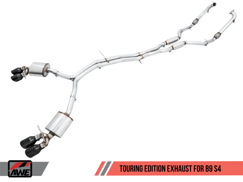 AWE Tuning Audi B9 S4 SwitchPath Exhaust - Non-Resonated (Black 102mm Tips)