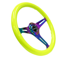 Load image into Gallery viewer, NRG Classic Wood Grain Steering Wheel (350mm) Neon Yellow Color w/Neochrome Spokes