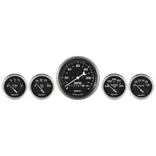 Load image into Gallery viewer, Auto Meter Gauge Kit 5 pc. 3 3/8in &amp; 2 1/16in Elec. Speedometer Old Tyme Black