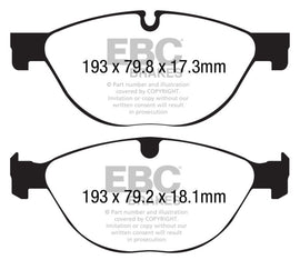 EBC 13+ Jaguar F-Type (Cast Iron Only) 3.0 Supercharged (380) Perf Pkg Redstuff Front Brake Pads
