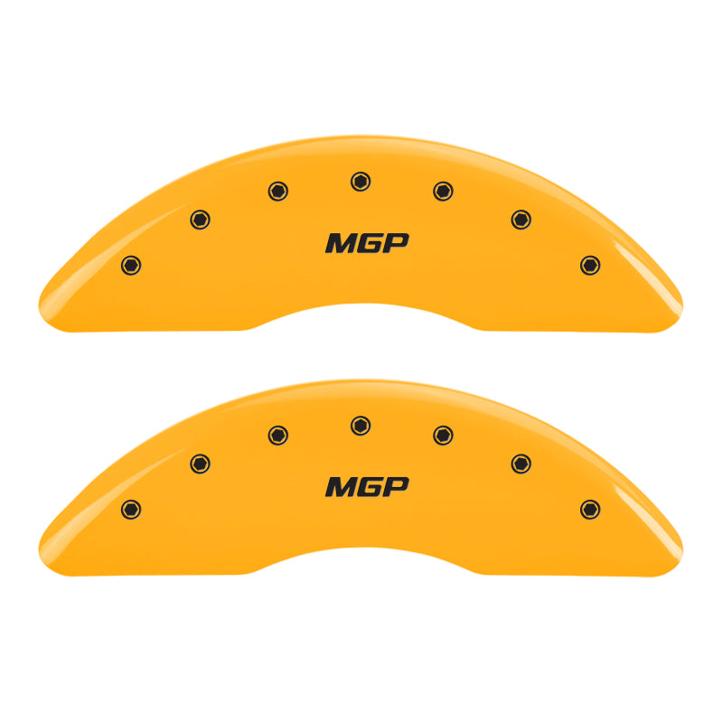 MGP 4 Caliper Covers Engraved Front & Rear MGP Yellow Finish Black Char 2005 Audi A8 Quattro