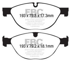 EBC 13+ Jaguar F-Type (Cast Iron Only) 3.0 Supercharged (380) Perf Pkg Redstuff Front Brake Pads