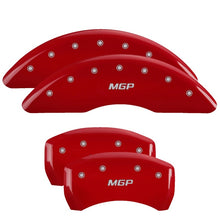 Load image into Gallery viewer, MGP 4 Caliper Covers Engraved Front &amp; Rear MGP Red Finish Silver Char 2015 Mercedes-Benz SL550