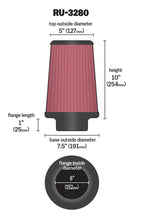 Load image into Gallery viewer, K&amp;N Filter Universal Rubber Filter 6 inch Flange 7.5 inch Base 5 inch Top 10 inch Height