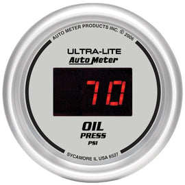 Autometer Ultra-Lite 2-1/16in 100PSI Silver Dial Digital Oil Pressure Gauge w/ Red LED