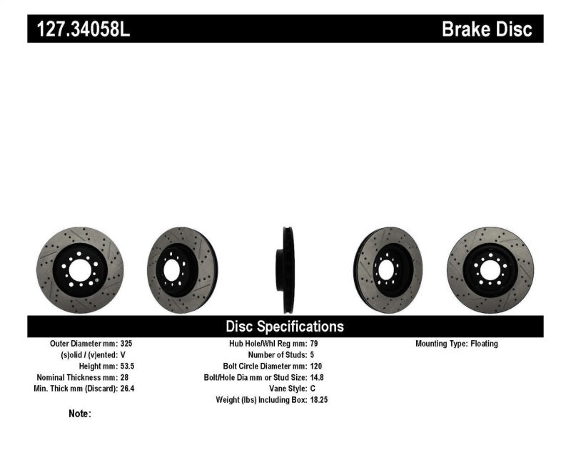 StopTech Slotted & Drilled Sport Brake Rotor