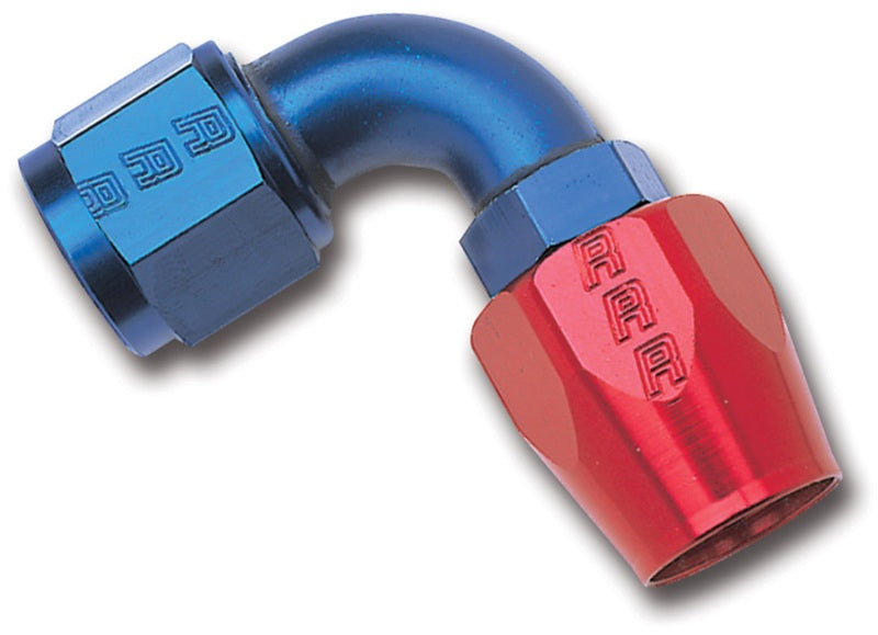 Russell Performance -4 AN Red/Blue 90 Degree Full Flow Hose End