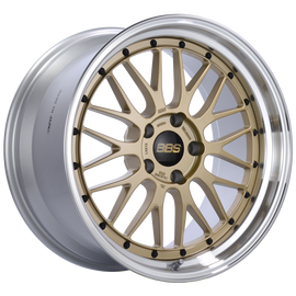 BBS LM 19x10 5x120 ET25 Gold Center Polished Lip Wheel -82mm PFS/Clip Required