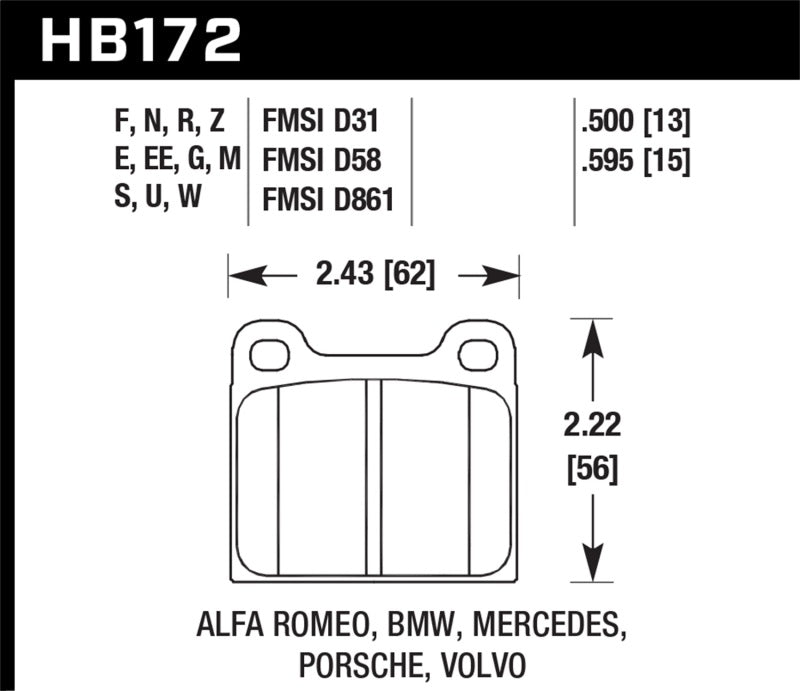 Hawk 77-79 Alfa Romeo Sprint HPS 5.0 Front Brake Pads