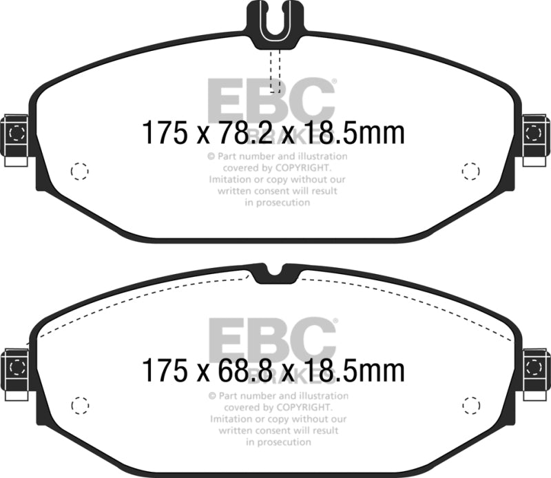 EBC 15+ Mercedes-Benz C300 (W205) 2.0 Turbo Ultimax2 Front Brake Pads