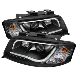 Spyder Audi A6 02-04 Projector Headlights Halogen ModelLight Tube DRL Blk PRO-YD-ADA601-LTDRL-BK