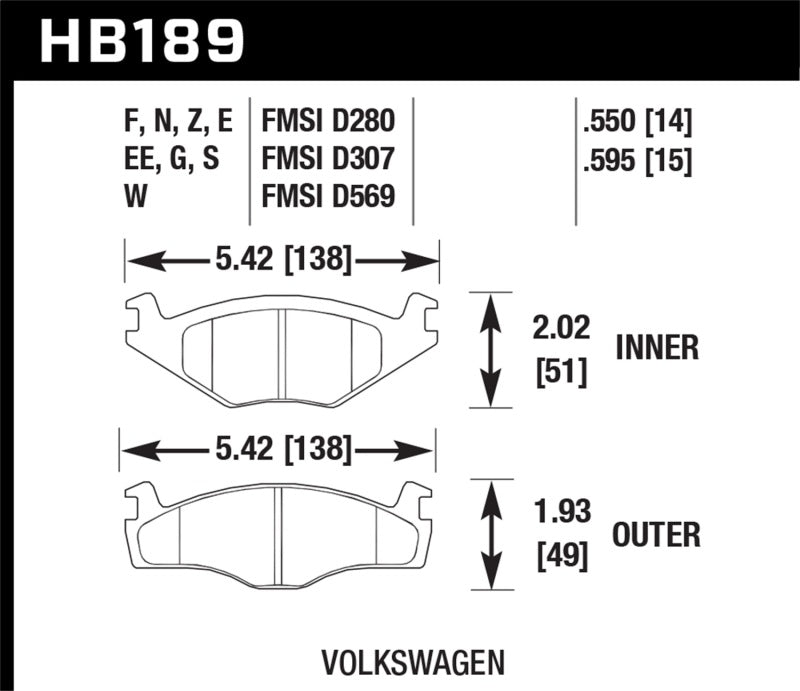 Hawk Blue 9012 Brake Pads Volkswagen