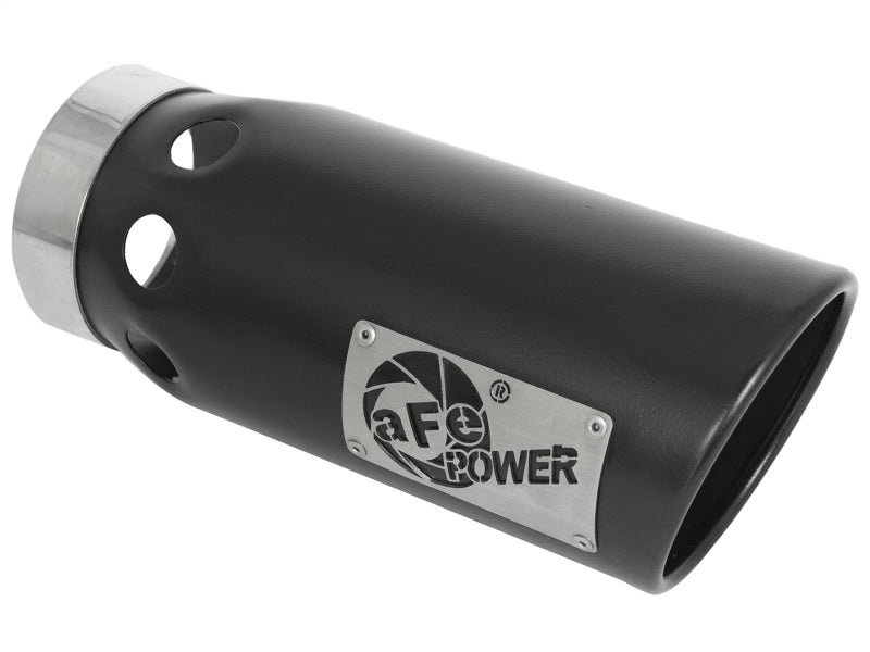 aFe Power Intercooled Tip Stainless Steel - Black 4in In x 5in Out x 12in L Bolt-On