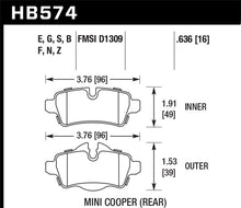 Load image into Gallery viewer, Hawk 07+ Mini Cooper HT-10 Race Rear Brake Pads