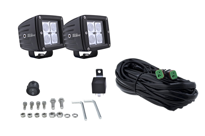 Hella HVF Cube 4 LED Off Road Kit - 3.1in 12W Spot Beam