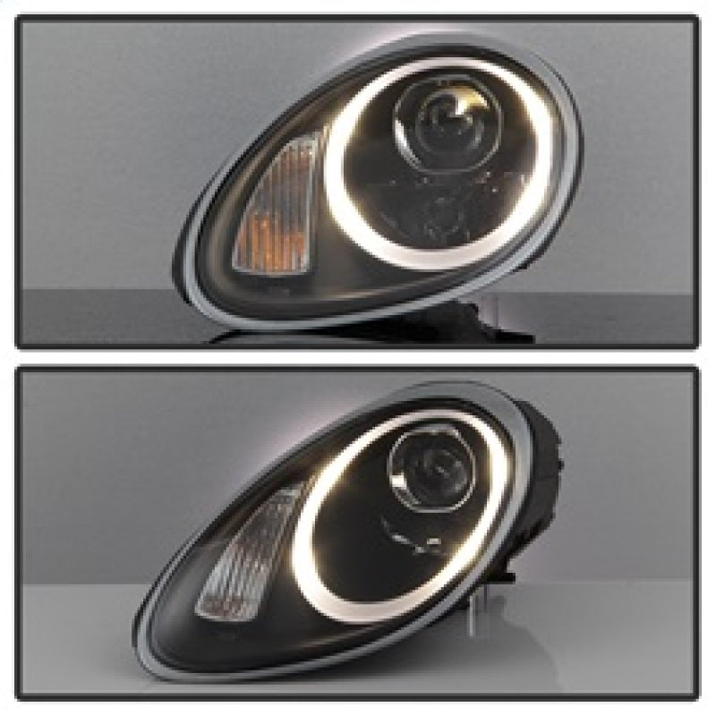 Spyder Porsche Cayman 05-08 Headlights - Halogen Model Only - Black PRO-YD-P98705-HID-DRL-BK