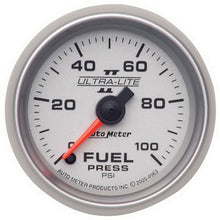 Load image into Gallery viewer, Autometer Ultra-Lite II 52mm 0-100 PSI Full Sweep Electronic Fuel Pressure Gauge