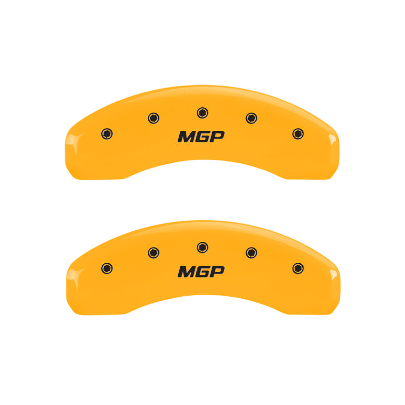 MGP 4 Caliper Covers Engraved Front & Rear MGP Yellow Finish Black Char 2005 Audi A8 Quattro