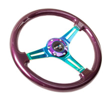 Load image into Gallery viewer, NRG Classic Wood Grain Steering Wheel (350mm) Purple Pearl Paint w/Neochrome 3-Spoke Center