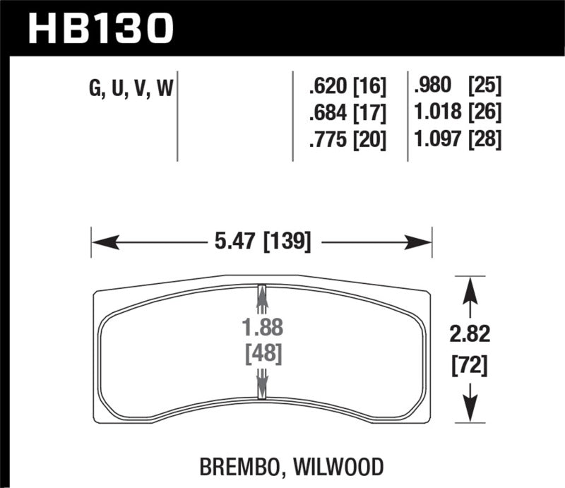 Hawk DTC-50 Alcon 20mm Race Brake Pads