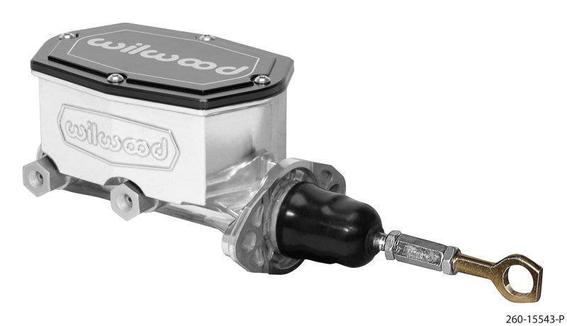 Wilwood Compact Tandem Master Cylinder - 1.12in Bore - w/Pushrod - Fits Mustang (Ball Burnished)