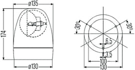 Hella Rotating Beacon H 12V Yellow Mg12 2Rl