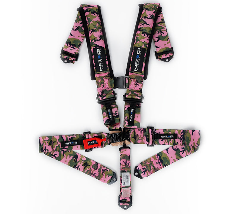 NRG SFI 16.1 5pt 3in. Seat Belt Harness/ Latch Link - Pink Camo