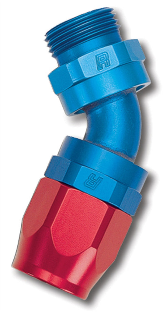 Russell Performance -10 AN Red/Blue 45 Deg Swivel Dry Sump Hose End (-12 Port 1-1/16in-12 Thread)