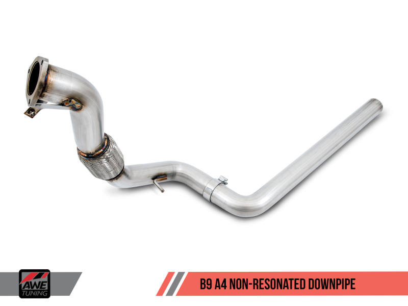 AWE Tuning Audi B9 A4 Track Edition Exhaust Dual Outlet - Chrome Silver Tips (Includes DP)