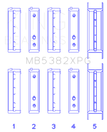 King Subaru EJ20/EJ22/EJ25 (For Thrust in #5 Position) .026 Oversized Tri-Metal Perf Main Bearing Se