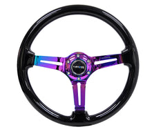 Load image into Gallery viewer, NRG Reinforced Steering Wheel (350mm / 3in. Deep) Blk Wood w/Blk Matte Spoke/Neochrome Center Mark