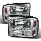 Xtune Ford F250 F350 Super Duty 99-04 1Pc Headlights w/ LED Chrome HD-JH-FF25099-LED-C