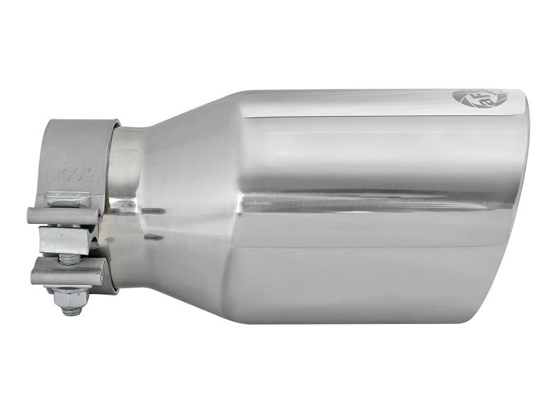 aFe MACH Force-Xp Univ 304 SS Double-Wall Clamp-On Exhaust Tip - Polished - 3in Inlet - 4.5in Outlet