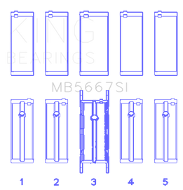 King Mini W10B16A/W11B16A (Size 0.25) Silicon Bi-Metal Aluminum Main Bearing Set